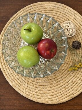 Vintage Pressed Glass Bowl | Diamond Cut | Mid Century Serving Dish